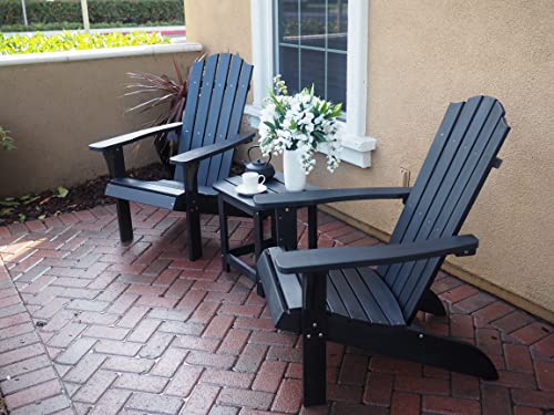 Polyteak Adirondack Chair, Premium Weather Resistant Poly Lumber, Outdoor Patio Furniture, Up To 300 Lbs, Plastic Adirondack Chairs For Porches, Decks, And Pool Side, Element Collection, Black #TOP3