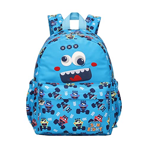 Tanou Mochila Infantil, 12 Pulgada Mochilas Niño para la Guarderia Preescolar, Lindo Mochila Escolar de Estilo Animal para Niños Pequeños, 2-5 años, Carro Azul