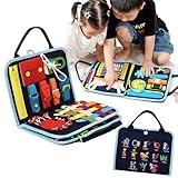 モンテッソーリ おもちゃ【日本正規品】知育玩具 【知育のプロ推薦】1歳 2歳 3歳 4歳 5歳 6歳 【教育雑誌掲載】 ビジーボード 男の子 女の子 誕生日プレゼント お着替えの練習 入園準備【食品衛生法試験合格】 (ブルー)