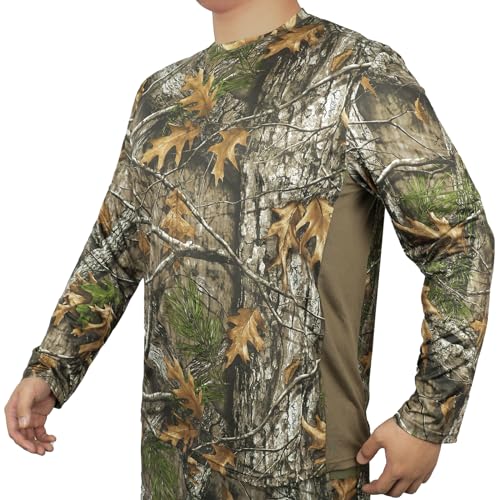 LOOGU Men's Camo Shirt Lightweight Turkey Hunting Shirt Camouflage Shirts for Men Long Sleeve Shirt