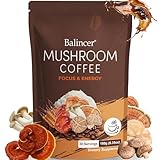 Mushroom Coffee, 6 Adaptogenic Mushrooms with Lion's Mane, Cordyceps, Turkey Tail & More, Instant Mushroom Coffee for Focus, Energy, Immune & Digestion Support