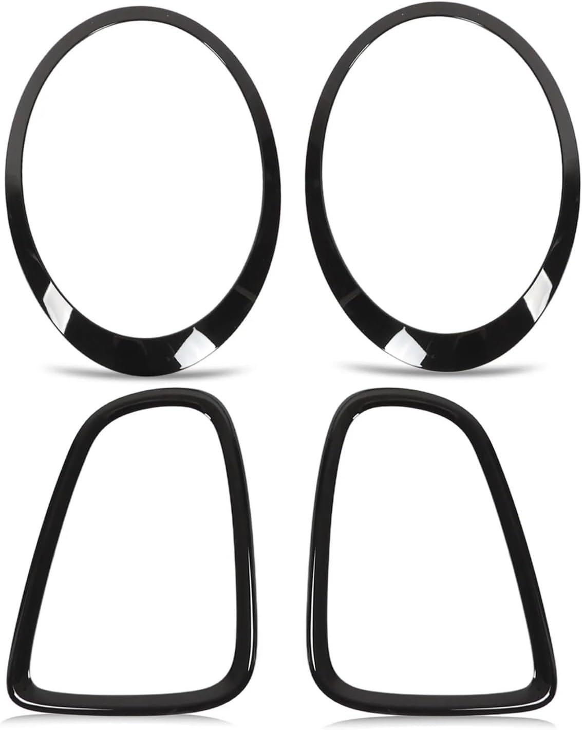 4pcs Gloss Black Headlight & Taillight Surround Cover Trims Compatible For Mini R56 R57 R58 R59 Cooper S & JCW 2007-2015