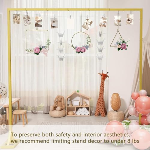 8.2FT Adjustable Backdrop Stand Kit - Square Wedding Arch & Balloon Arch for Photo Booth Background, Baby Shower, Birthday Party Decorations (Portable Frame) (Gold,8.2X 8FT) by OGEMXU - Image 3