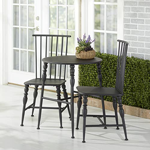 The Lakeside Collection Metal Vintage Chair - Farmhouse Spindle Leg Dining Windsor Chair - Black #TOP2