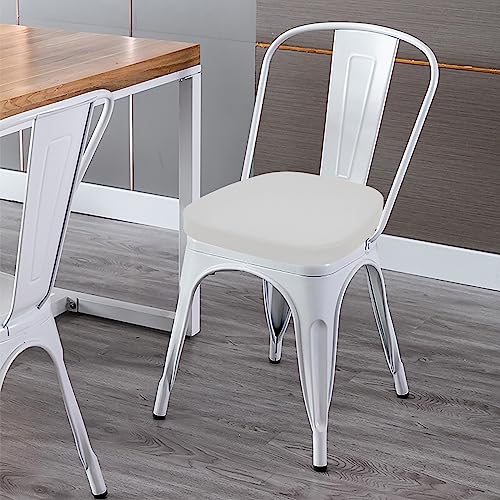 Baibu 14 Inches Metal Chairs Cushions With Ties, Non-Slip Metal Dining Chair Pads Kitchen Chair Cushions With Machine Washable Cover - Set Of 2 (White, 14X14X1.5In) #TOP5