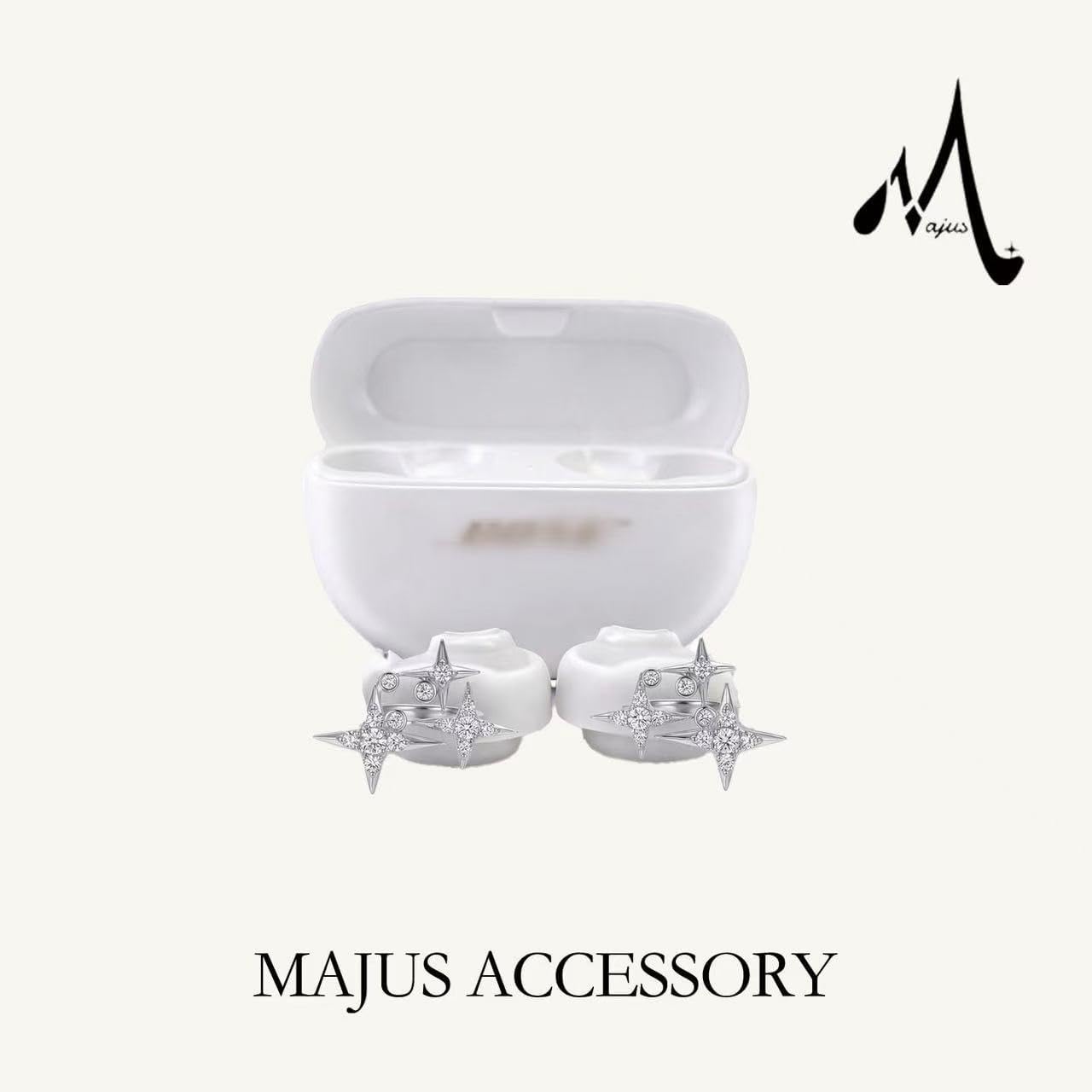Clip on Earbuds Jewelry for Bose Headphones - No Earbuds, Earring Headphones for Women, Clip on Earrings for Bose Earphon with Cross-Star Design