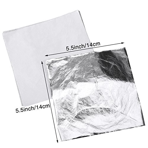 Shappy 200 Sheets Imitation Leaf For Arts Project, Gilding Crafting, Crafts Decoration, Diy, Furniture, 5.5 By 5.5 Inches (Silver) #TOP5