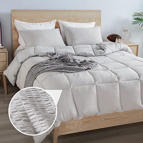 Kasentex All Season Quilted Down Alternative Comforter, Cozy Reversible, Fluffy Ultra Soft Duvet Insert, Hypoallergenic Machine Washable, Light Gray, Twin Size #TOP15