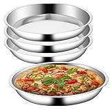 Vin Beauty 4 Pack 13 Inch Deep Dish Pizza Pan Stainless Steel Round Pizza Tray for Oven, Deep Dish Metal Stainless Steel Pie Pan Baking for Oven Cookie Cake, Dishwasher Safe