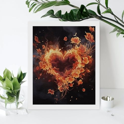 Kit peinture diamant fleurs de feu et cœur MNVTSKOP - 7