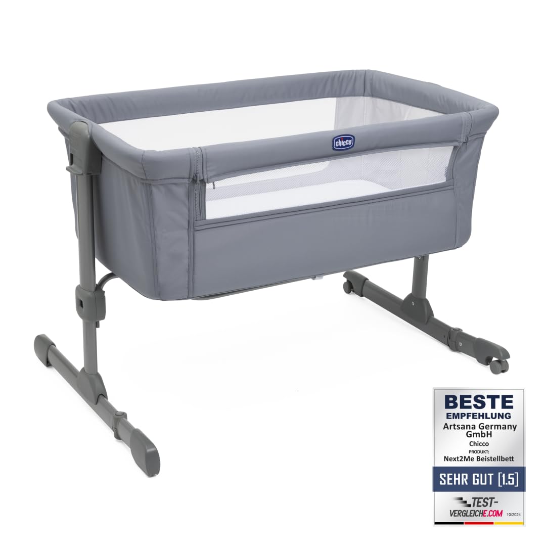 Chicco Next2Me Essential Beistellbett für Neugeborene, höhenverstellbar, Matratze inklusive, 0-6 Monate, Grau
