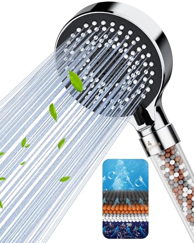 Magichome Shower Head, Upgraded Filter Shower Head High Pressure 5 Modes, Universal Hard Water Filter Showerhead with Extra Replaceable Accessories