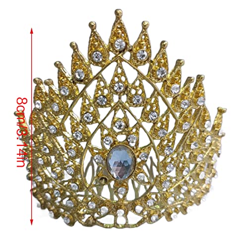 Youngy Thai Hair Jewelry Indian Crown Thai Dance Headpiece Thai Crown Dance Headdress Gold Thai Hair Accessories Traditional Thai Crown Dance Headdress - Thumbnail 3