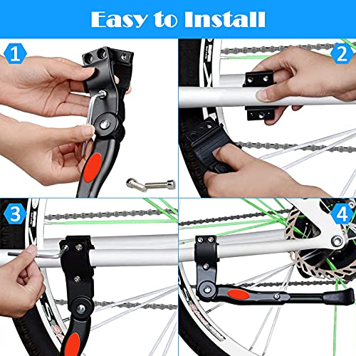 Yirilan Bike Kickstand - Adjustable Bicycle Kickstand with Bike Bell,Bicycle Kick Stand for 22 24 26 Inch Kids Bike/MTB/700c/ Road/Mountain Bike
