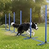 MAICOBI 6 Weave Poles & 2 Hurdle Dog Agility Set, Indoor & Outdoor Training Equipment with Support Feet, 31