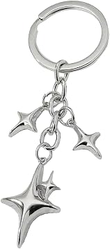 Harajuku Crescent Moon Star Keychain for Women Sweet Cool Trend Fashion Pendant Vintage Aesthetic Accessories Gift, 3, Silver