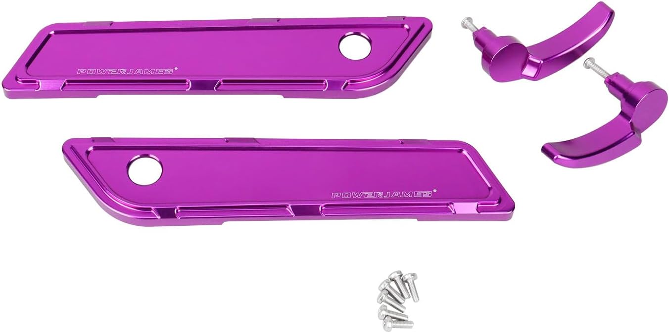 POWER JAMES Aluminum Purple Saddle Bag, Saddlebag Hinge Cover with Handle Kit, Compatible with Harley Davidson 2014-2023 Touring FLHX, FLTR Models