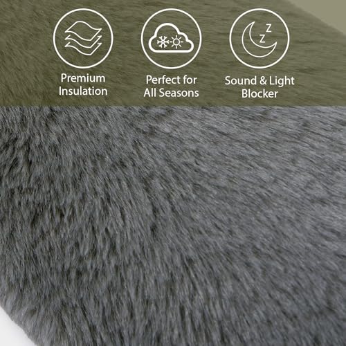 OHS Draught Excluders for Doors Faux Fur, Soft Fluffy Door Draft Excluder Cushion Decorative Door Stopper Cold Air Wind Blocker Living Rooms Bedroom Kitchens, Grey 90 x 20cm - Image 2