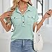 bawilom Short Sleeve Tshirts for Women Summer Button V Neck Tops Loose Fit Casual Basic Tee Fashion Business Work Blouse Mint Green