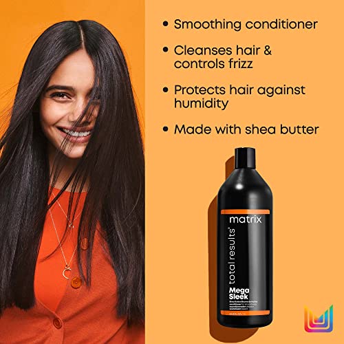 Matrix Total Results Mega Sleek Conditioner | Controls Frizz Leaving Hair Smooth & Shiny | With Shea Butter | For Unruly Hair #TOP3