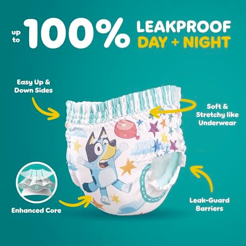 Pampers Easy Ups Girls & Boys Potty Training Pants, Size 7 (5T6T), 46 Count, Bluey Absorbent Training Underwear, Up to 100% Leakproof Day and Night, Hypoallergenic - 2