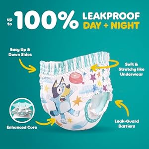 Easy Ups Girls & Boys Potty Training Pants, Size 5 (3T-4T), 66 Count, Bluey Absorbent Pull Up Training Underwear, Up to 100% Leakproof Day and Night, Hypoallergenic — photo 2 of 6