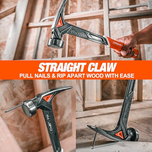 VANQUISH 11oz Titanium Framing Hammer Straight Rip Claw with Smooth Face, Magnetic Nail Hodder, One Piece Forged Anti-Vibration Design, Soft Grip 0536 - Thumbnail 7