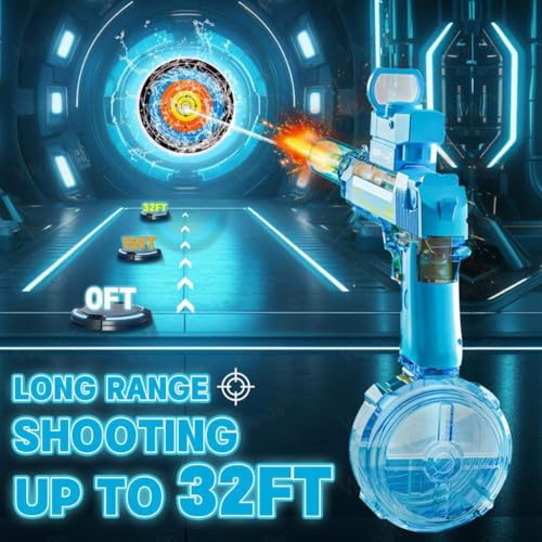 Image of VikriDA 2 in 1 (Automatic /Manual) Led Flashing Light Shooting Electric Water Gun, Powerful Water Guns Up to 32 FT Long Range, 500CC Capacity Water Blaster Gun for Holi - 1 Piece Multicolor