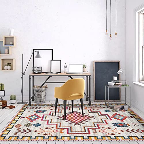 Tapis de chambre doux 60x110 cm | Tapis shaggy géométrique rouge