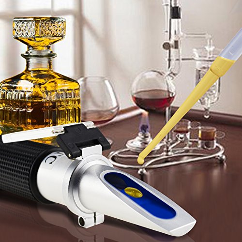 Optics Alcohol Refractometer 0-80% Volume Percent Atc For Alcohol Liquor Production Spirit Alcohol Measurement Ethanol With Water Distilled Beverages With Extra Led Light & Pipettes #TOP5