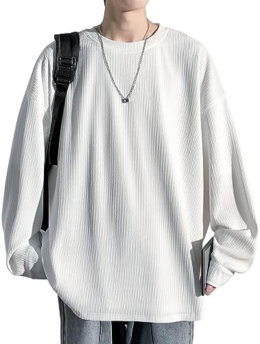 （15:30時点） [Culeevp] 長袖 tシャツメンズ 大きいサイズ 無地 厚手 ロングtシャツ メンズ 秋冬服 トレーナー白XL