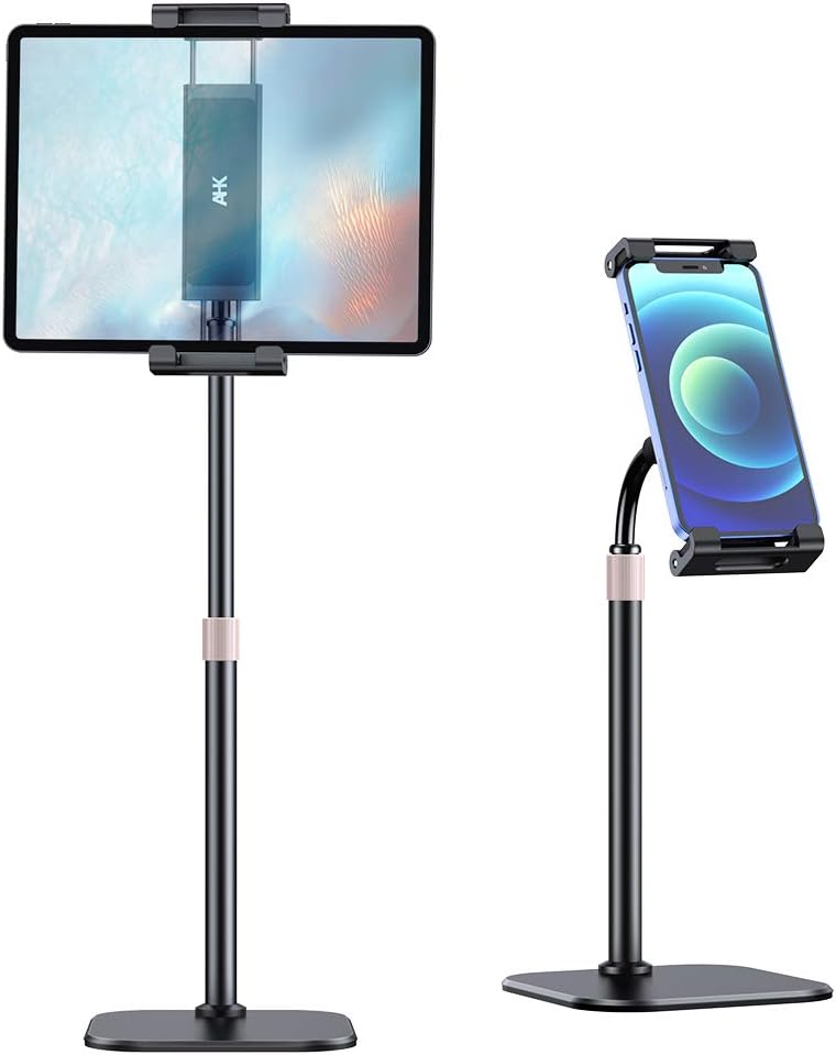Get Discount 70% Price AHK Tablet Stand Holder, Angle Height Adjustable Tablet & Phone Stand for Desk, Thick Case Friendly iPad Holder Stand Compatible with(4.7-12.9) iPad,ipad Pro 12.9, Air Mini 4, iPhone, ,Kindle,Switch