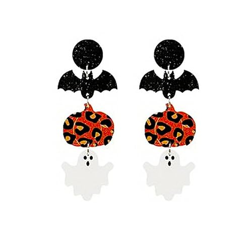 WCRAZYE Halloween Skull Dangle Earrings - Acrylic Pumpkin Spirit Earrings