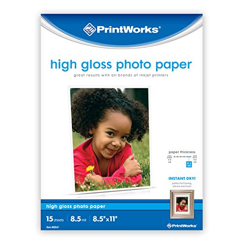 Printworks High Gloss Photo Paper For Inkjet Printers, 8.5 Mil, 15 Sheets, 8.5” X 11” (00547) , White #TOP2