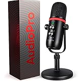 USB Microphone - AUDIOPRO Computer Condenser Gaming Mic for PC/Laptop/Phone/PS4/5, Headphone Output, Volume Control, USB Type C Plug and Play, LED Mute Button, for Streaming, Podcast, Studio Recording
