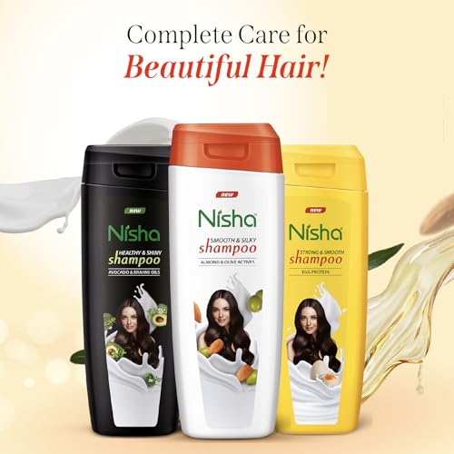 Image of Nisha Almond and Olive Hair Shampoo for Women & Men for Silky, Shiny and Smooth Hair, Reduce Dandruff & Breakage, All Hair Types, 340 ml