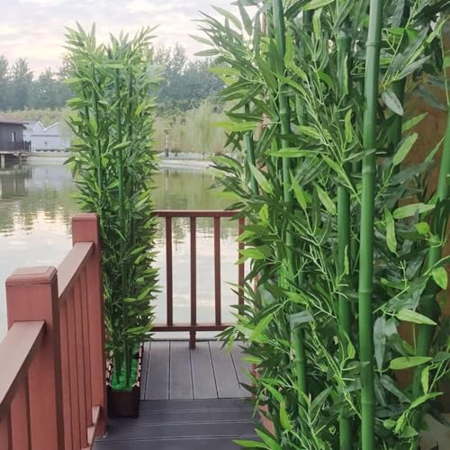 Planta artificial bambú 2m maceta madera árbol decorativo para salón e interior 5