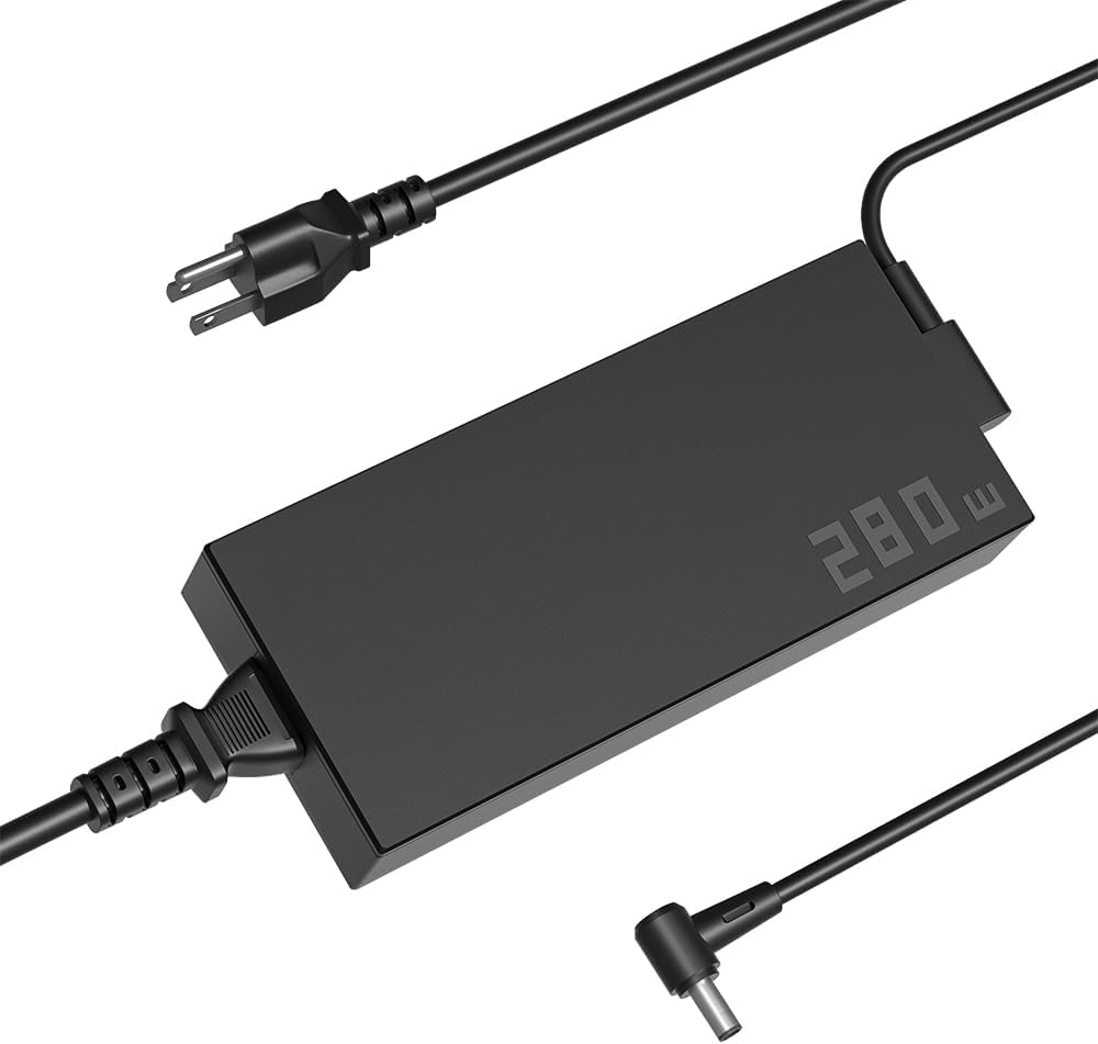 Cargador de 280 W compatible con Asus ROG Strix Scar 17 15 G18 G17 G16 G15 G733 G732 G614 G814 G713 G513 G533 G703 Flow X16 TUF A16 Zephyrus Duo 16 15 S17 S15 M16 G16 G15 G14 Adaptador de corriente para portátil