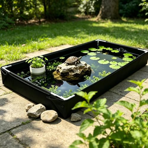 Acuario para tortugas y piscina portátil de mascotas para interiores, patios y jardines 3