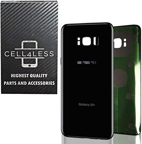 Cell4Less Replacement Back Glass Cover Back Battery Door W/Pre-Installed Adhesive For Samsung Galaxy S8 Plus Oem - All Models G955 All Carriers- 2 Logo - Oem Replacement (Midnight Black) #TOP26