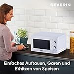 SEVERIN Mikrowelle, zum Auftauen und Erhitzen, Mikrowellengerät mit Drehteller für gleichmäßige Wärmeverteilung, weiß/chrom, MW 7770 – Bild 3