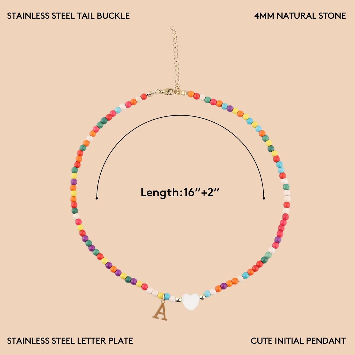 RGBB Beaded Initial Necklace Colorful Letter Jewelry for Women & Teens Personalized Name Necklace, Trendy Gift for Her, Birthday Back to School Present - Image 7