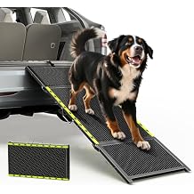 67L & 20W Dog Ramp for Car - Portable Extra Wide Pet Ramp for Medium & Large Dogs with Non-Slip Rug Surface, Dog Steps Stair for Car SUV/Truck/RV/High Bed, Up to 200LBS, Black