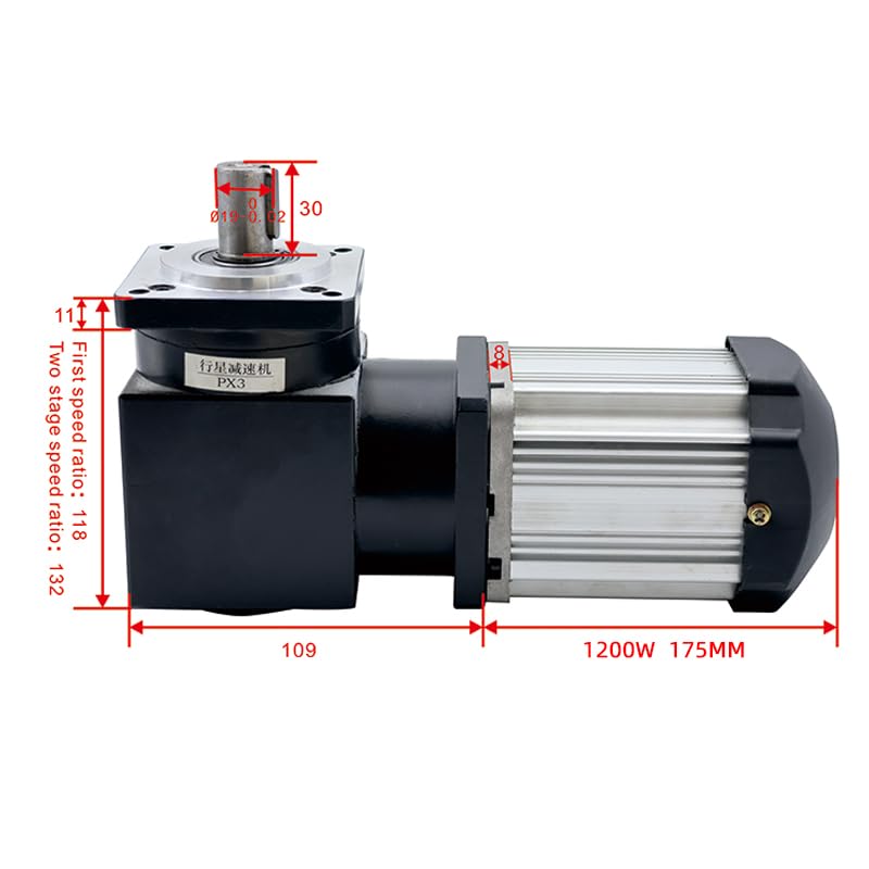 80 Flange 1200W Brushless Right Angle Reducer 220V High Voltage Low Speed Brushless Planetary Gear Reducer Motor (110V-1200W Ratio 3)