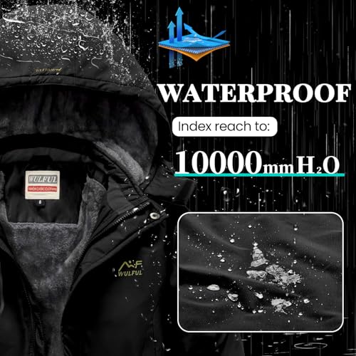 Image of WULFUL Boy's Waterproof Ski Jacket Warm Fleece Hooded Winter Snow Coat