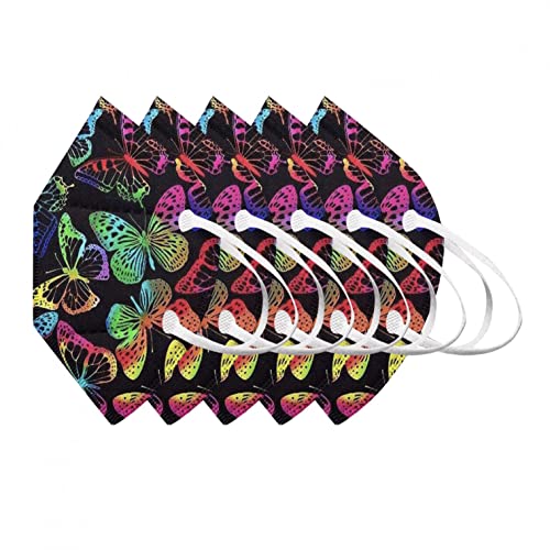 NIMIZIA 10/50/100 Stück Erwachsene Mundschutz 5 Lagige Schutz_Maske mit Motiv,Bunt Schmetterling 5 Lagige Mund und Nasenschutz Staubdicht Mund-Nasen Bedeckung Atmungsaktiv für Damen Herren Cover