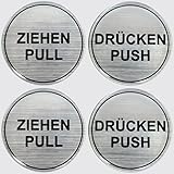 BIKE-label Aufkleber 3D Hinweisschilder Alu gebürstet Ziehen Pull Drücken Push 4er Set 900020-D2