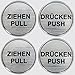 BIKE-label Aufkleber 3D Hinweisschilder Alu gebürstet Ziehen Pull Drücken Push 4er Set 900020-D2
