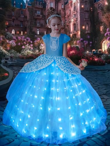 UPORPOR LED Leuchtendes Prinzessin Kleid Mädchen, Kinder Prinzessin...