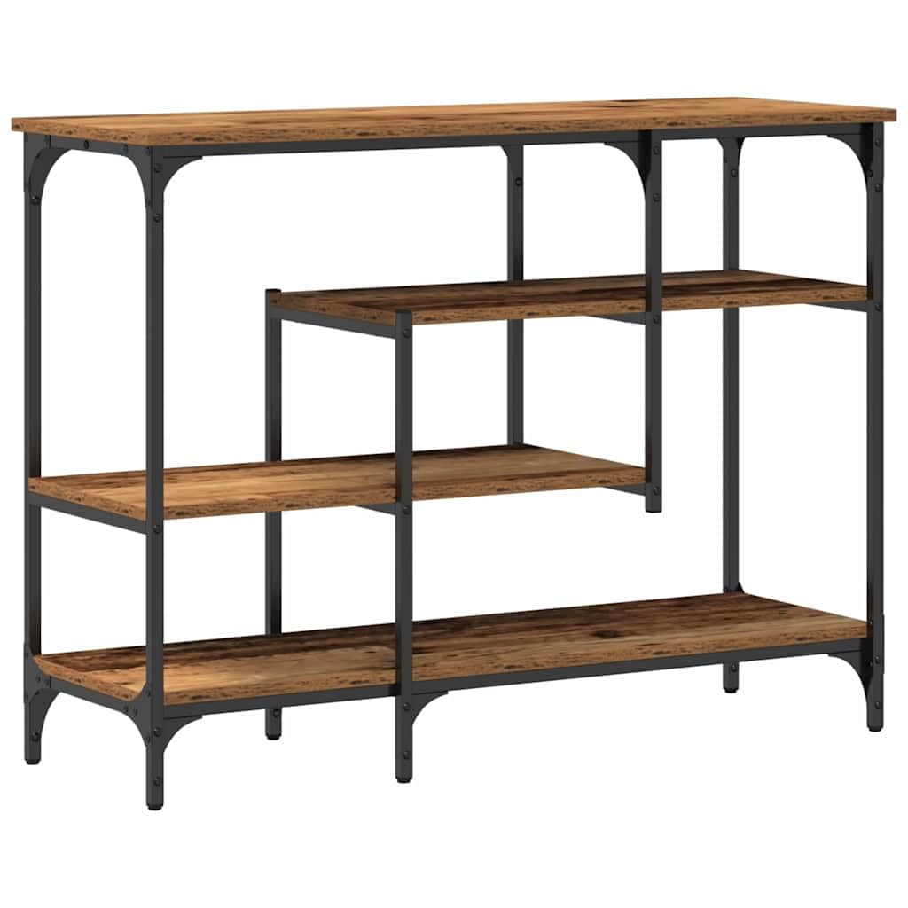 Mesa consola de madera industrial y acero resistente para salón estrecho